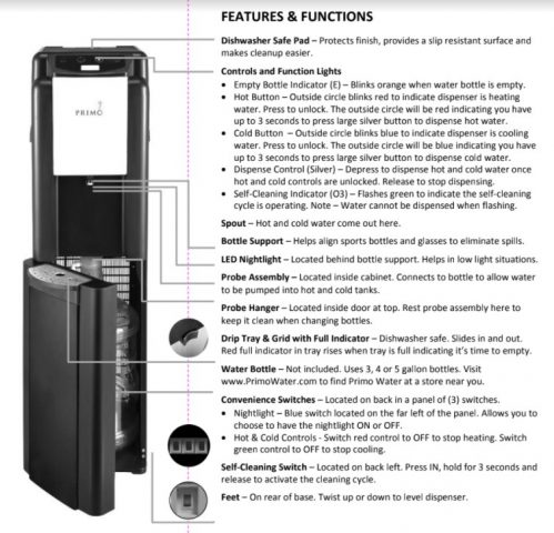 Primo Bottom Loading Water Dispenser with Self-Cleaning Model # 601118 ...